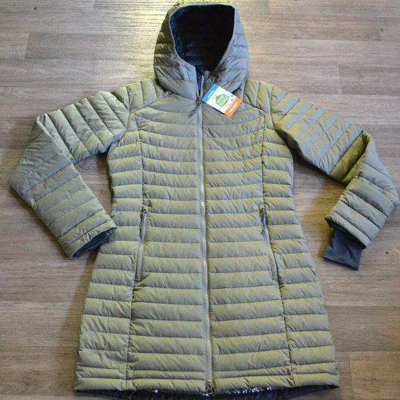 NWT Columbia Women's Sage Green Omni Heat Quilted Puffer Long Hooded Jacket Sz S - Picture 7 of 10